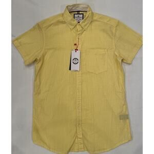Ditch Plains By Ricky Singh Mens Yellow Short-Sleeve Button-Up Shirt Size S
